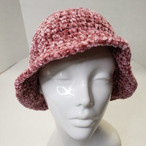 Woman's Pink Crochet Handmade Cute Fuzzy Soft Bucket Hat